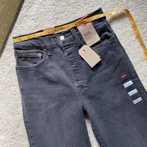 NWT Levi's Ribcage Straight Full Length High Rise Grey Wash Jeans Size 27/32 - Picture 10 of 14